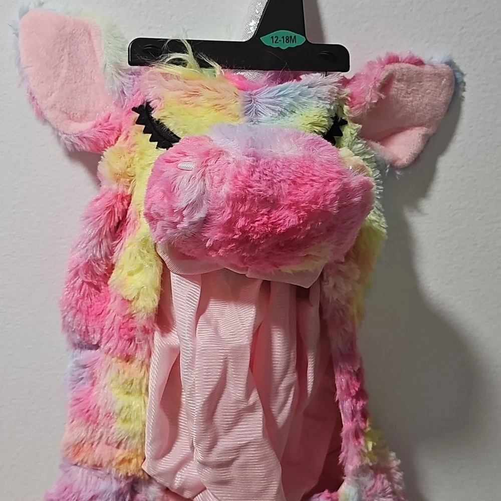 Infant Girls Size 12-18m Hooded Pullover Plush‎ Unicorn Halloween Costume